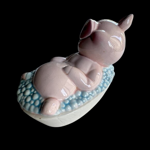 Vintage Ceramic Pig in Bubble Bath Tub Trinket Box *read* - Picture 3 of 7